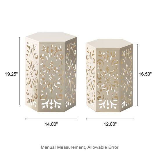 Glitzhome® Floral Motif Hexagonal Garden Stool Set